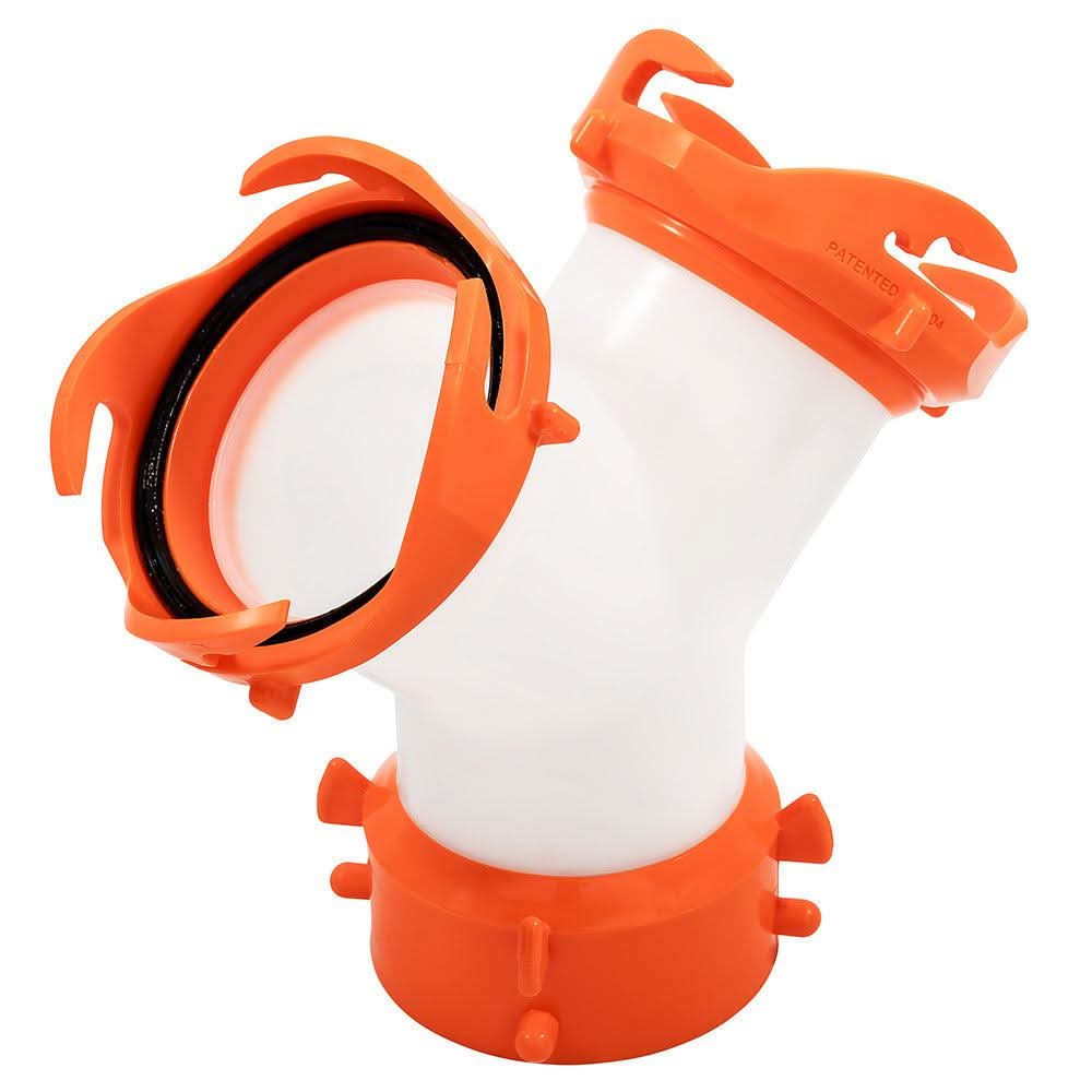 Camco RhinoFLEX Wye sewer hose connector with swivel ends and odor-tight gaskets for motorhome dump stations