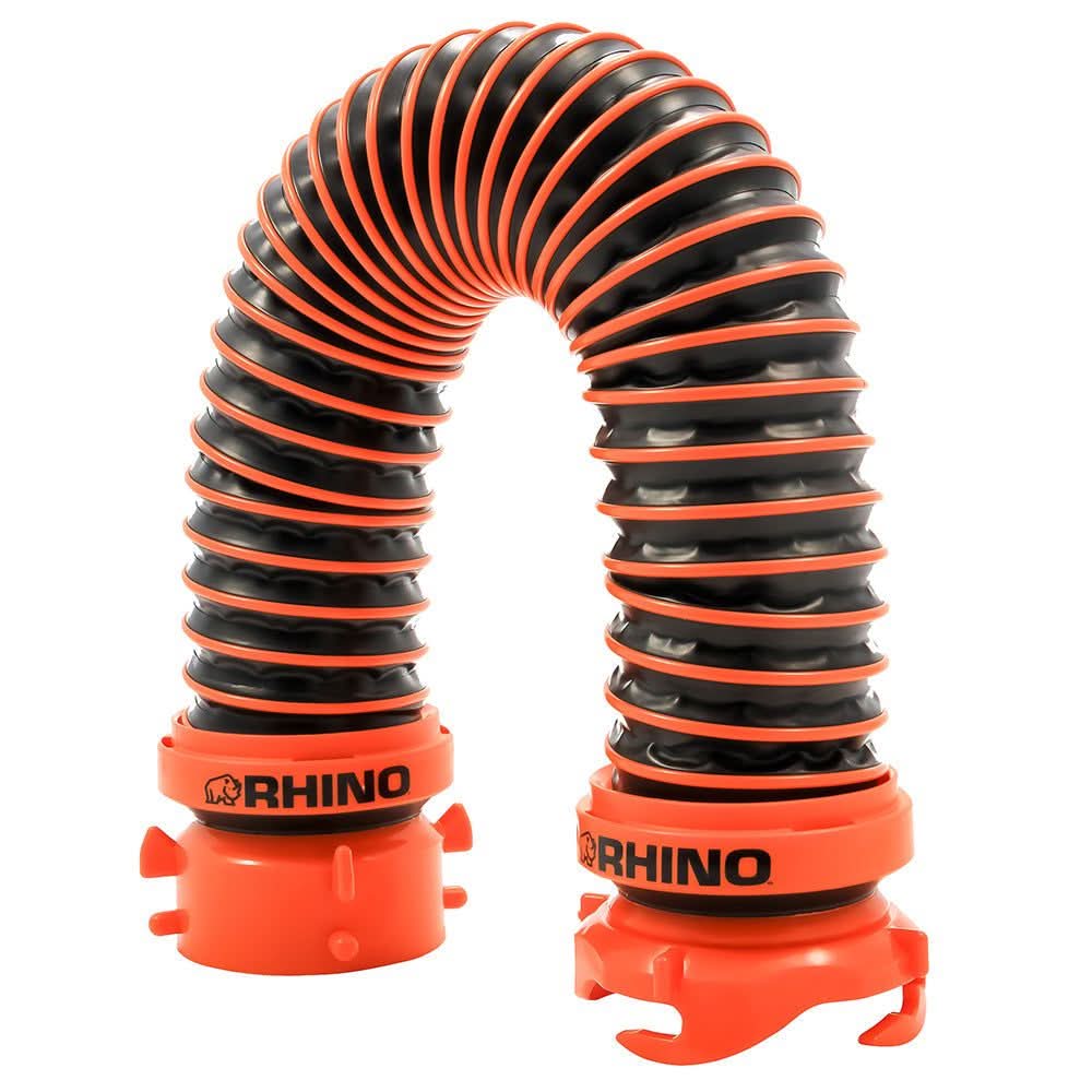 Camco RhinoEXTREME 2-foot compartment sewer hose with abrasion-resistant exoskeleton and swivel fittings for RV sewer connections