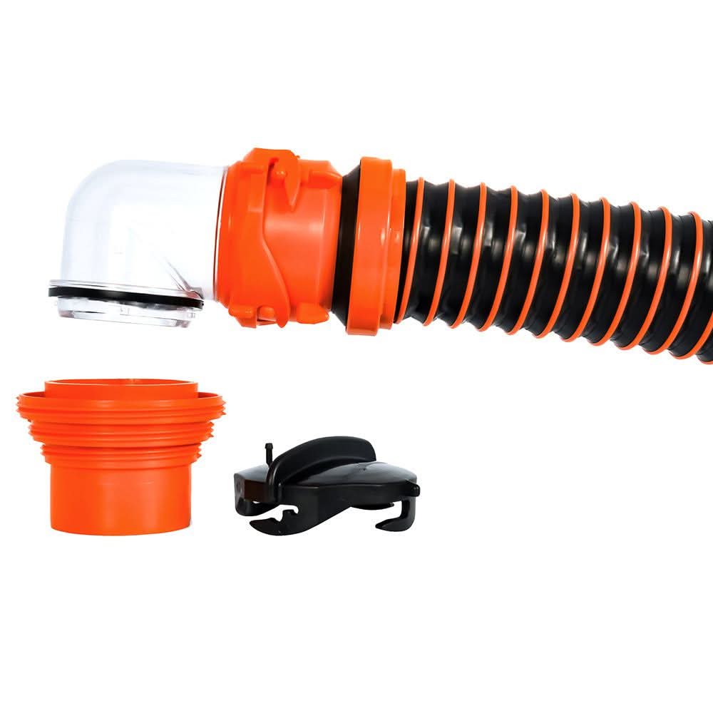 Camco RhinoEXTREME 20' sewer hose kit with 4-in-1 elbow caps and swivel fittings