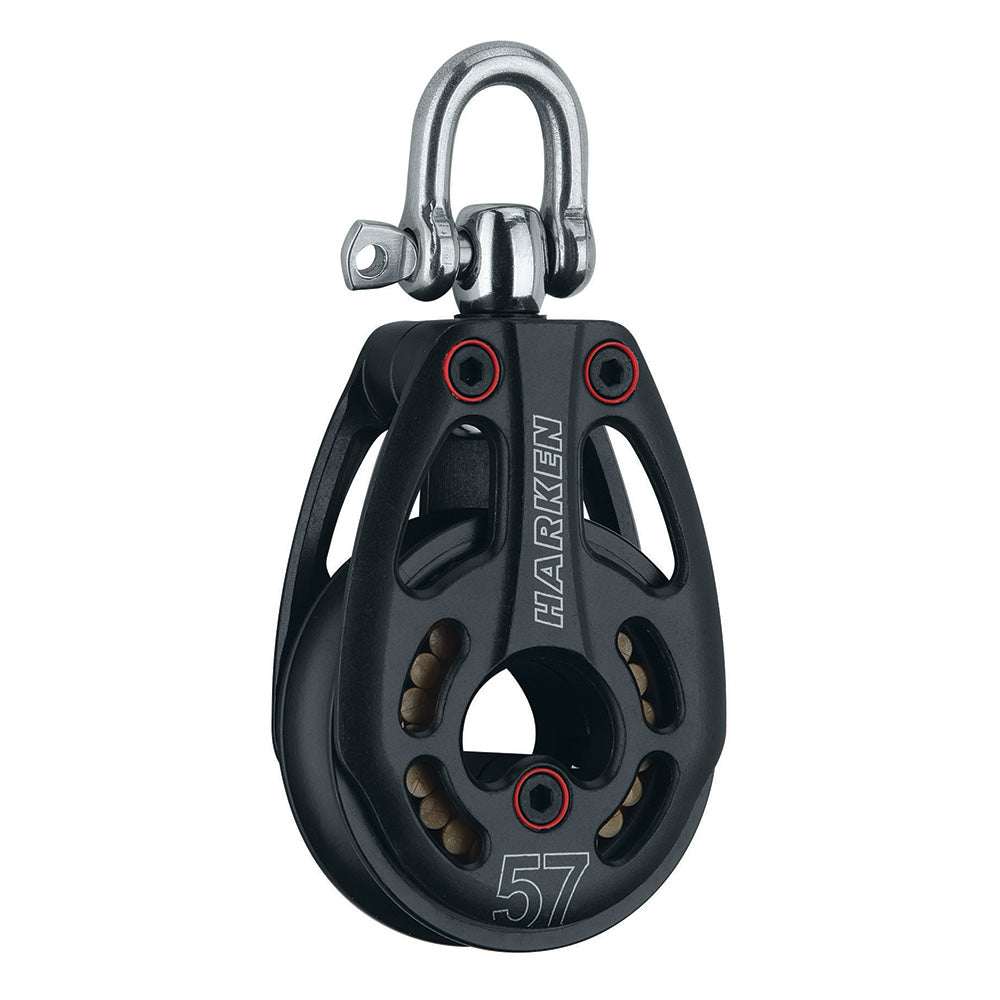 Harken 57mm aluminum low load Black Magic block with swivel for sailing controls