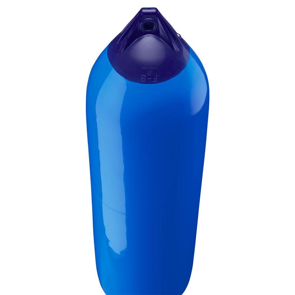 Polyform F-8 Twin Eye Fender 15x58 inch blue boat fender with twin-eye design and reinforced ropeholds