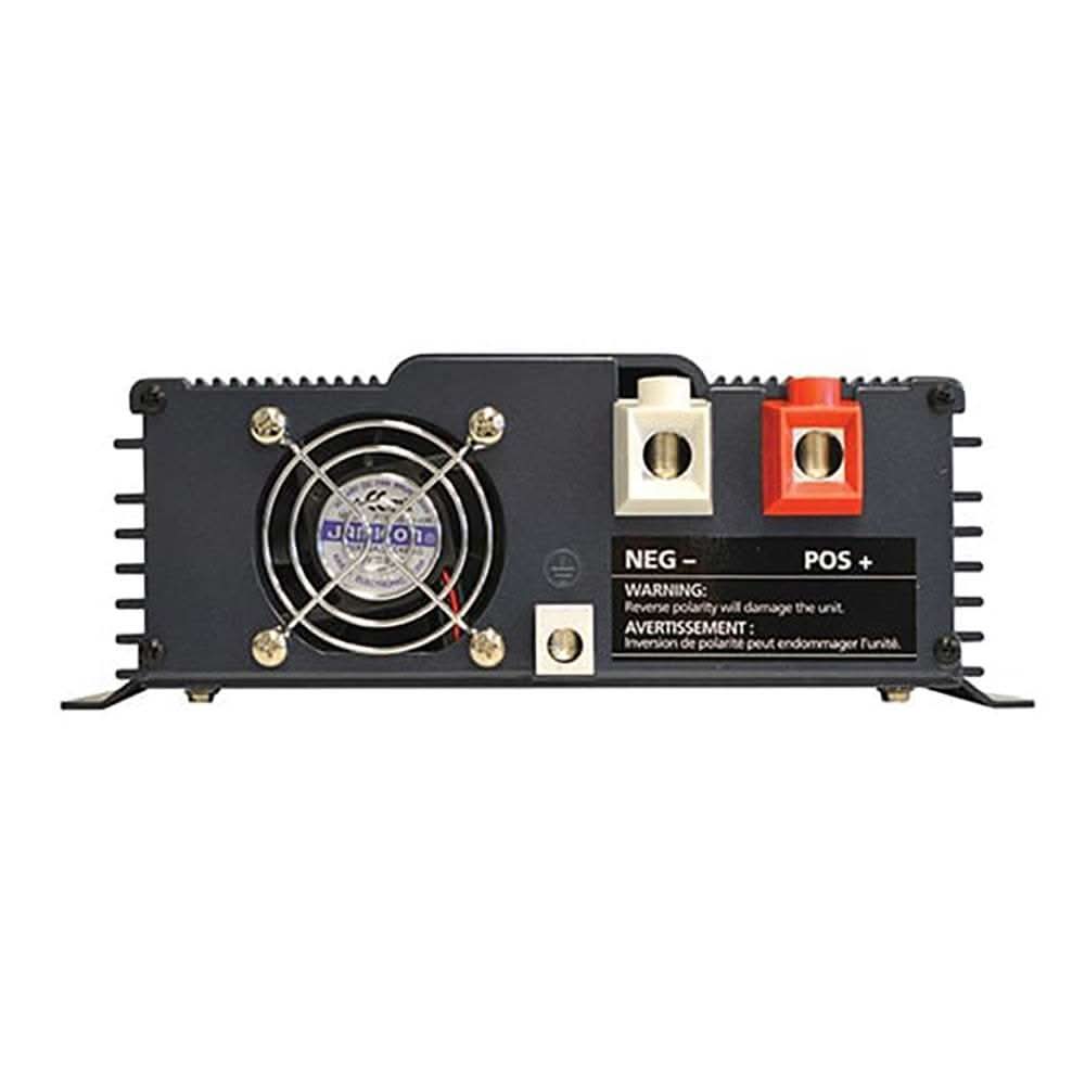 Samlex PST-1000F-12 1000W pure sine wave inverter rear view with cooling fan and DC input terminals