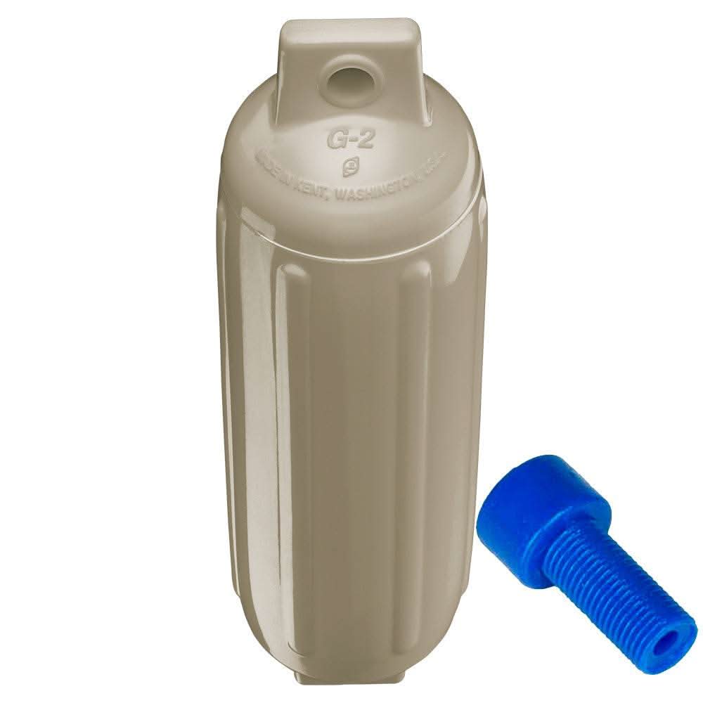 Polyform G-2 Twin Eye Fender 4.5x15.5 inch sand color with inflation adapter for boats