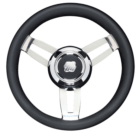 Uflex Morosini 13.8" Steering Wheel - Black Polyurethane with Stainless Steel Spokes & Chrome Hub - MOROSINI U/CH/B