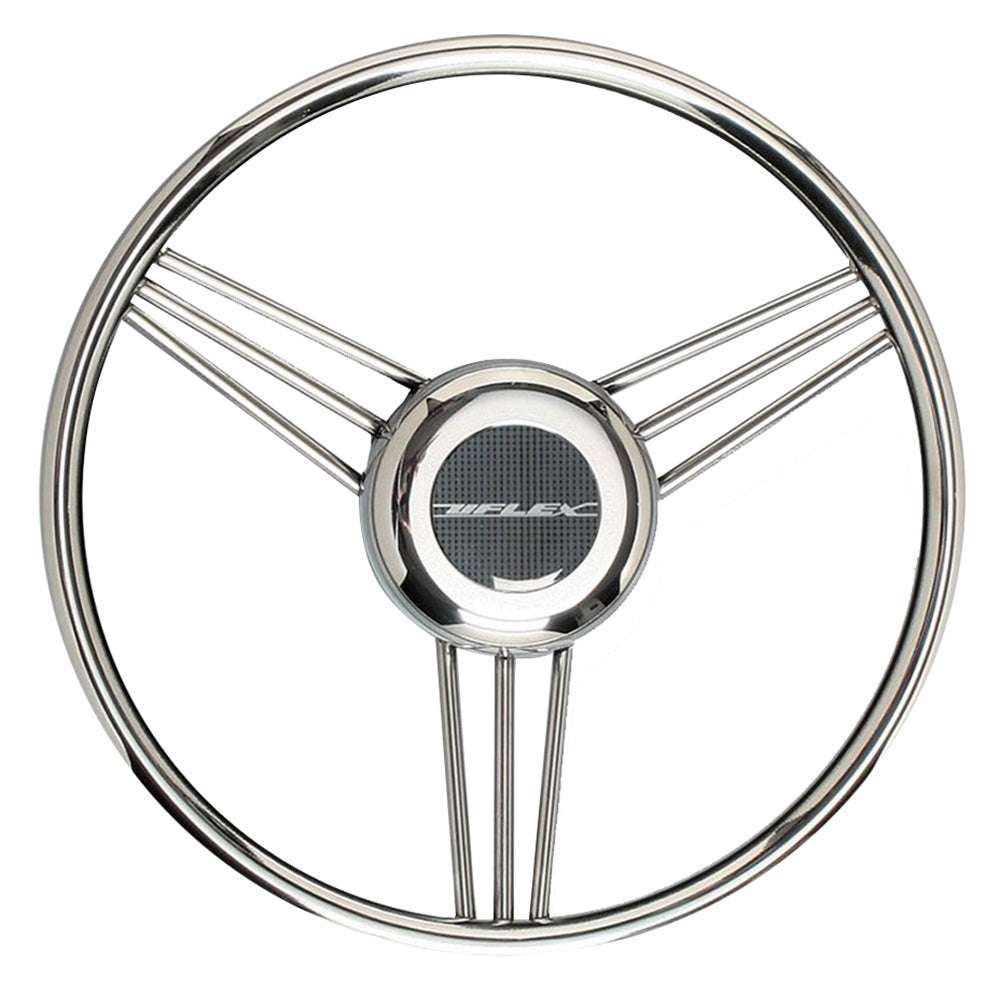 Uflex V27 13.8 inch stainless steel steering wheel with 3 spokes and hub included