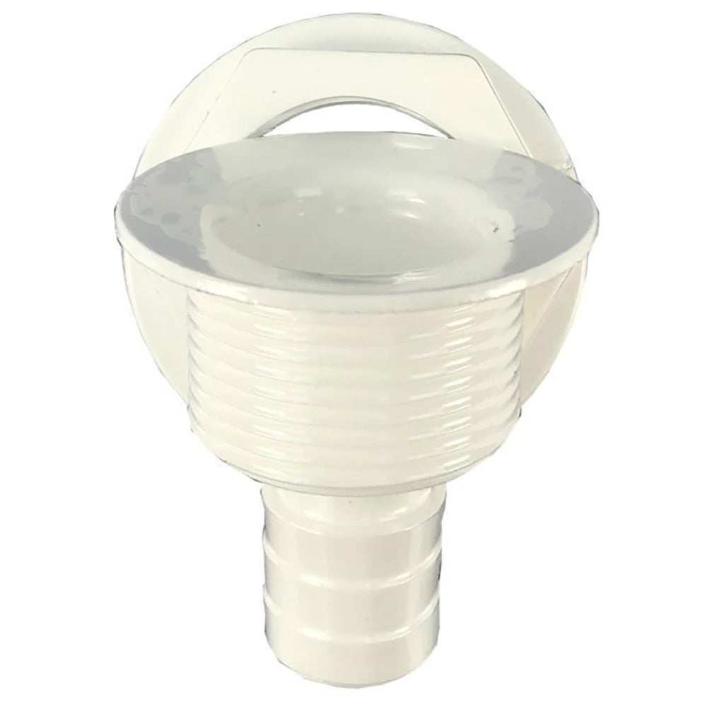 T-H Marine Straight Barbed All-Purpose Drain white with 1-3/8" concave head and 3/4" hose barb