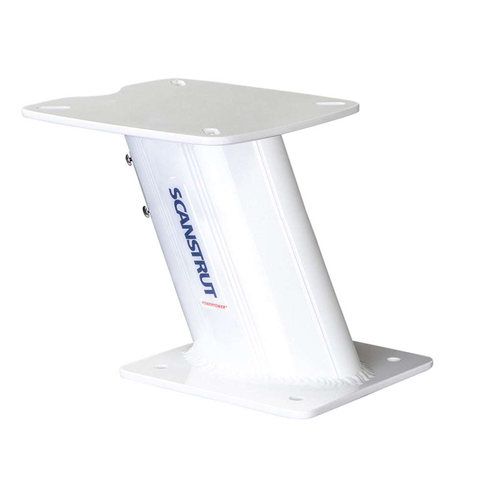 Scanstrut Aluminum PowerTower 10 inch radar mount in white marine-grade aluminum with Scanstrut logo