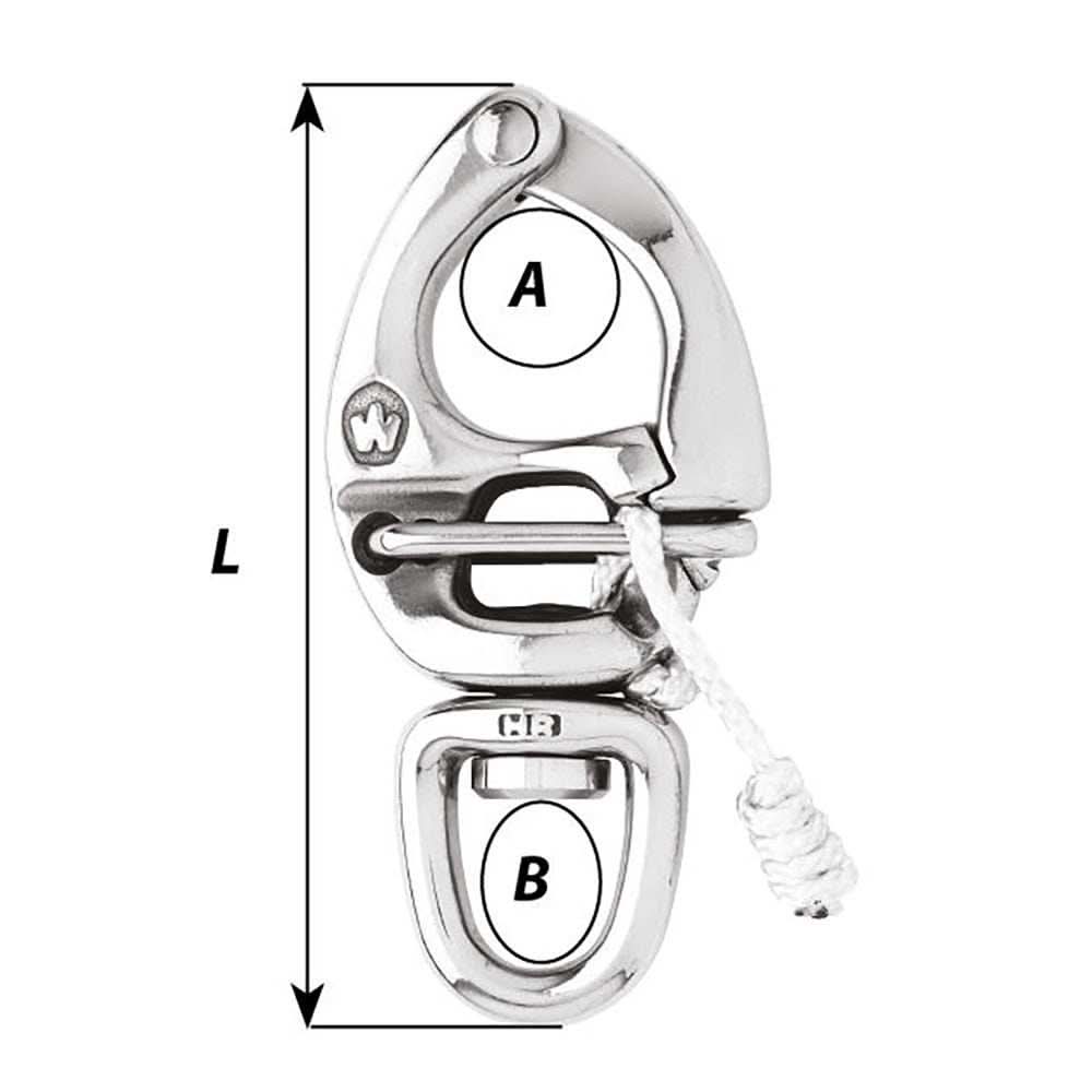 Wichard HR Quick Release snap shackle with swivel eye 2-3/4 inch stainless steel marine hardware