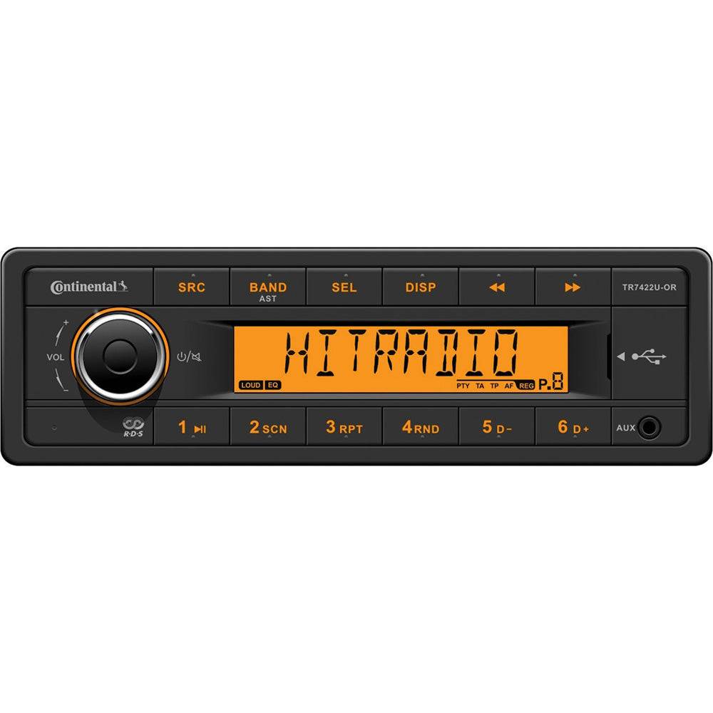 Continental Stereo TRD7422U-OR single-din 24V AM/FM Bluetooth USB DAB+ radio with orange backlit display