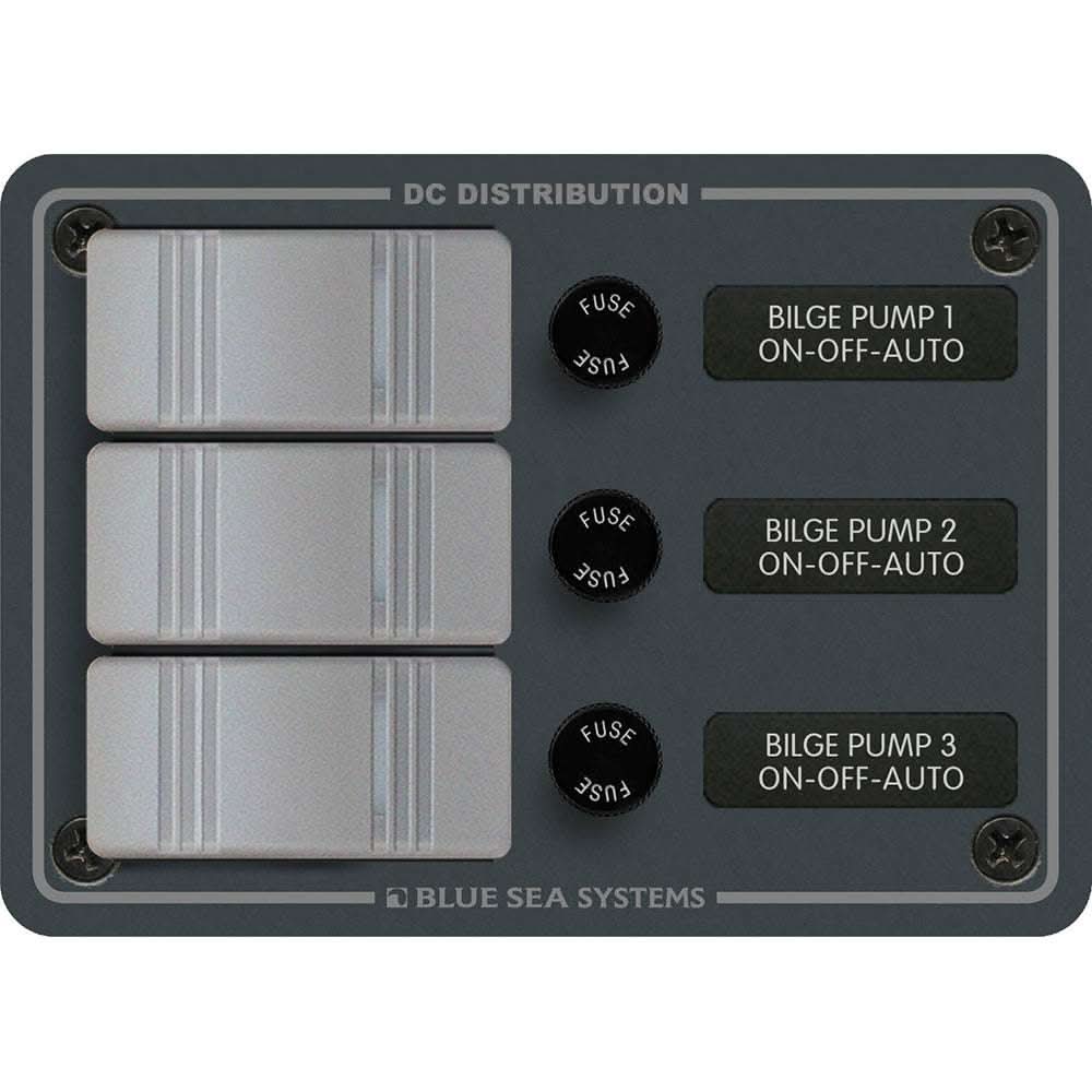 Blue Sea 8665 Contura 3 Bilge Pump Control Panel with water-resistant design and Contura switches