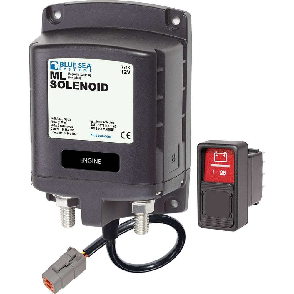 Blue Sea ML-Series Solenoid Switch 12V with Deutsch connector and Contura switch with LED indicator