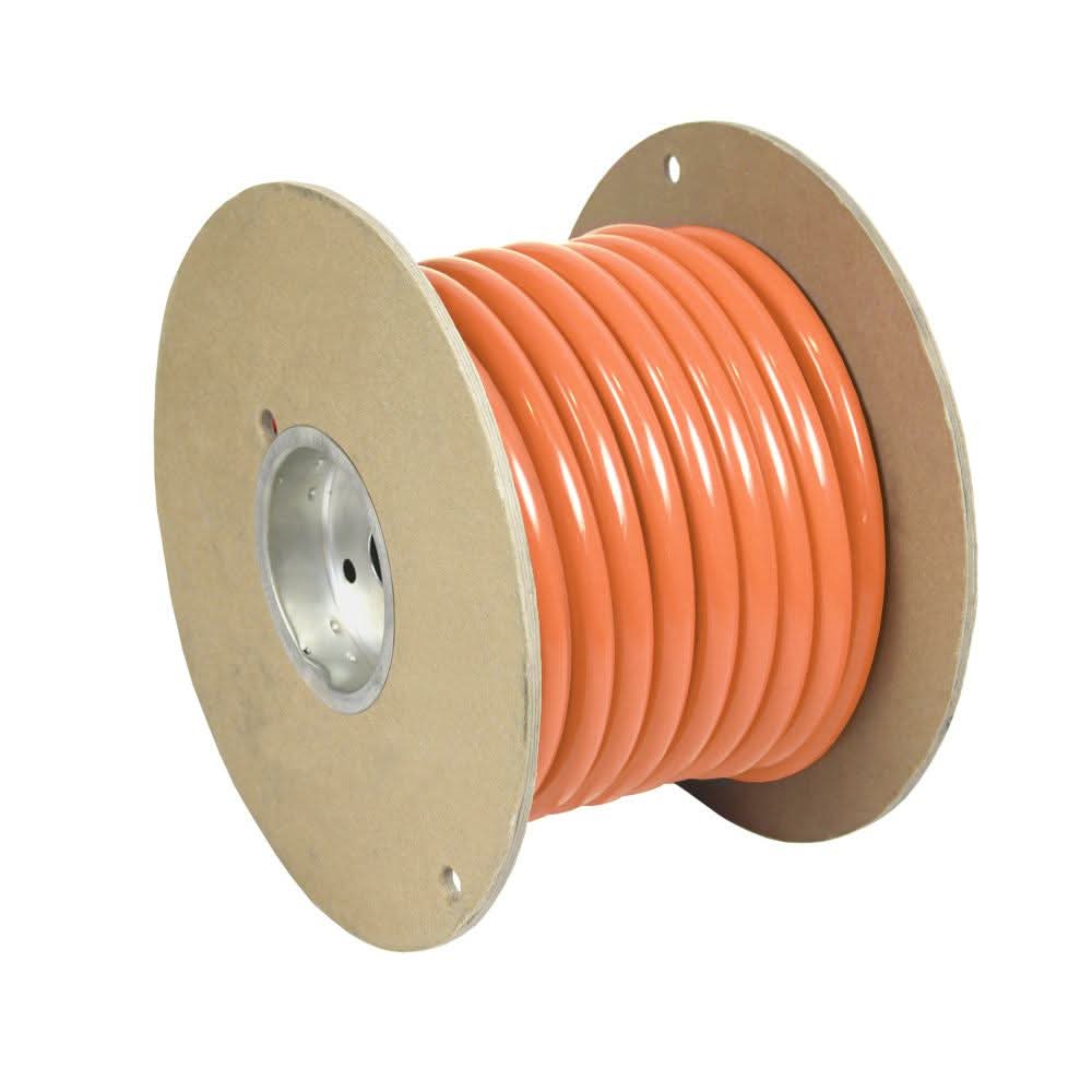 Pacer Orange 6 AWG Battery Cable 25ft on spool with flexible durable PVC insulation for marine use