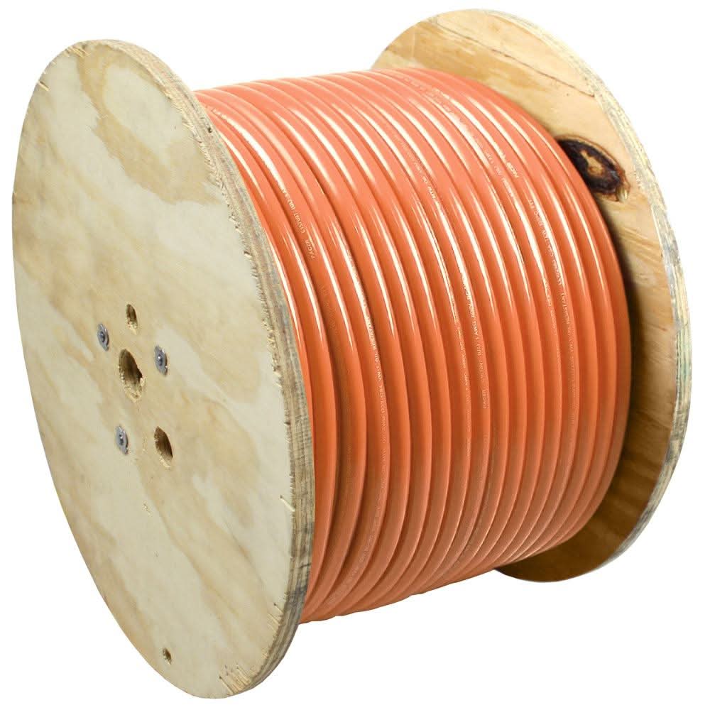 Pacer Orange 6 AWG marine battery cable 500 feet on wooden spool