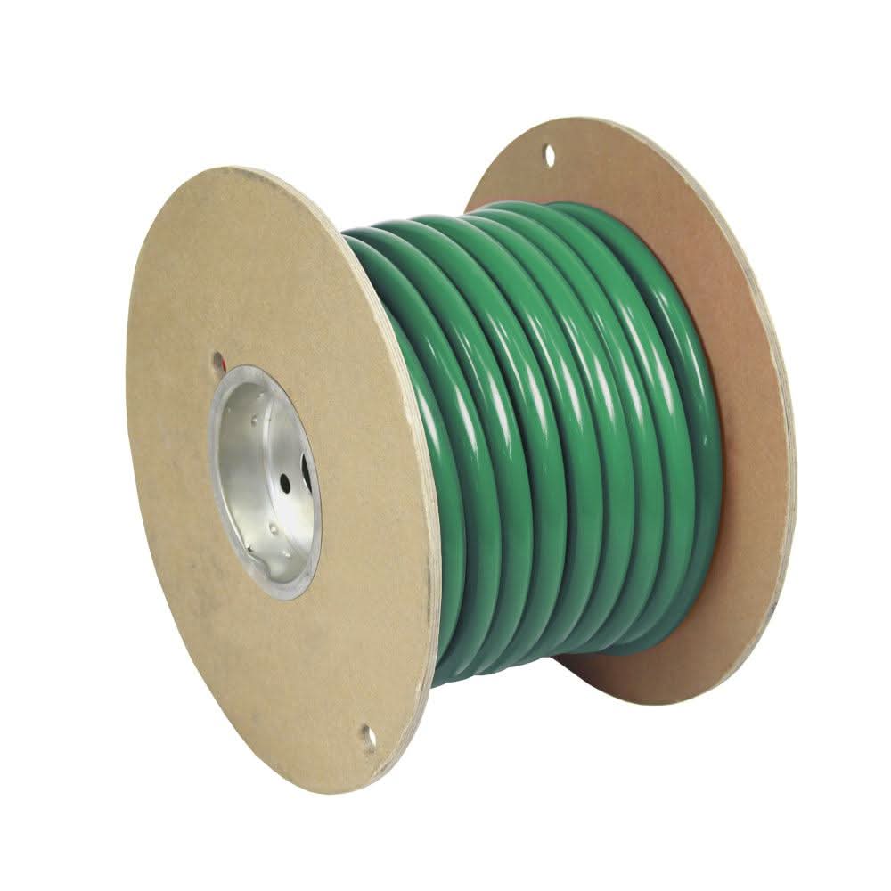 Pacer Green 2 AWG marine battery cable 25ft on spool with flexible PVC insulation