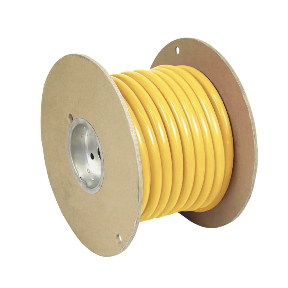 Pacer Yellow 2 AWG Battery Cable on spool, 250 feet, marine grade with flexible PVC insulation