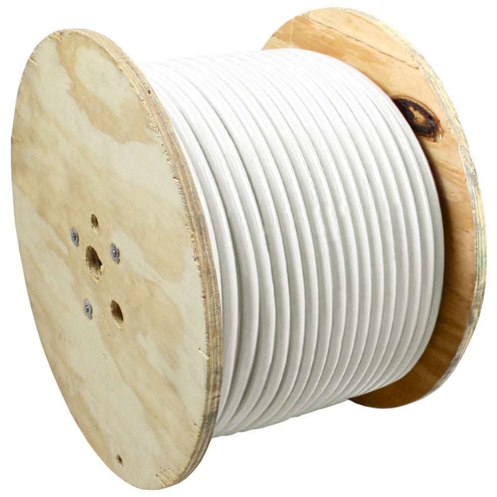 Pacer White 2 AWG marine battery cable 500 feet on wooden spool flexible PVC insulation