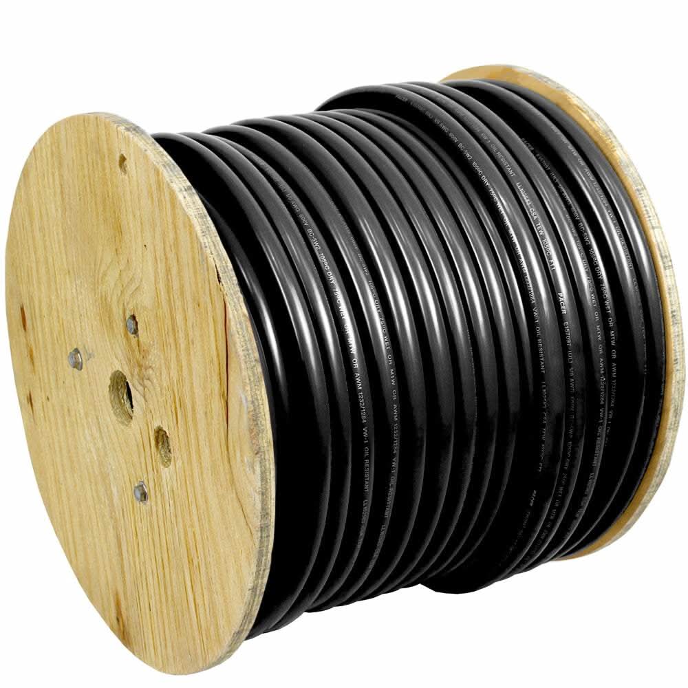 Pacer Black 2/0 AWG Battery Cable 250-foot spool flexible marine grade insulated cable