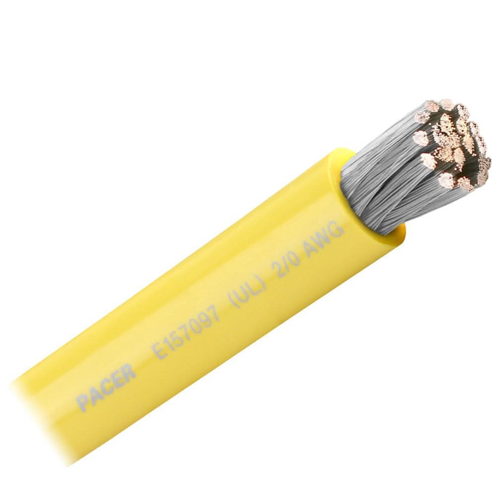 Pacer Yellow 2/0 AWG marine battery cable flexible PVC insulated sold by the foot