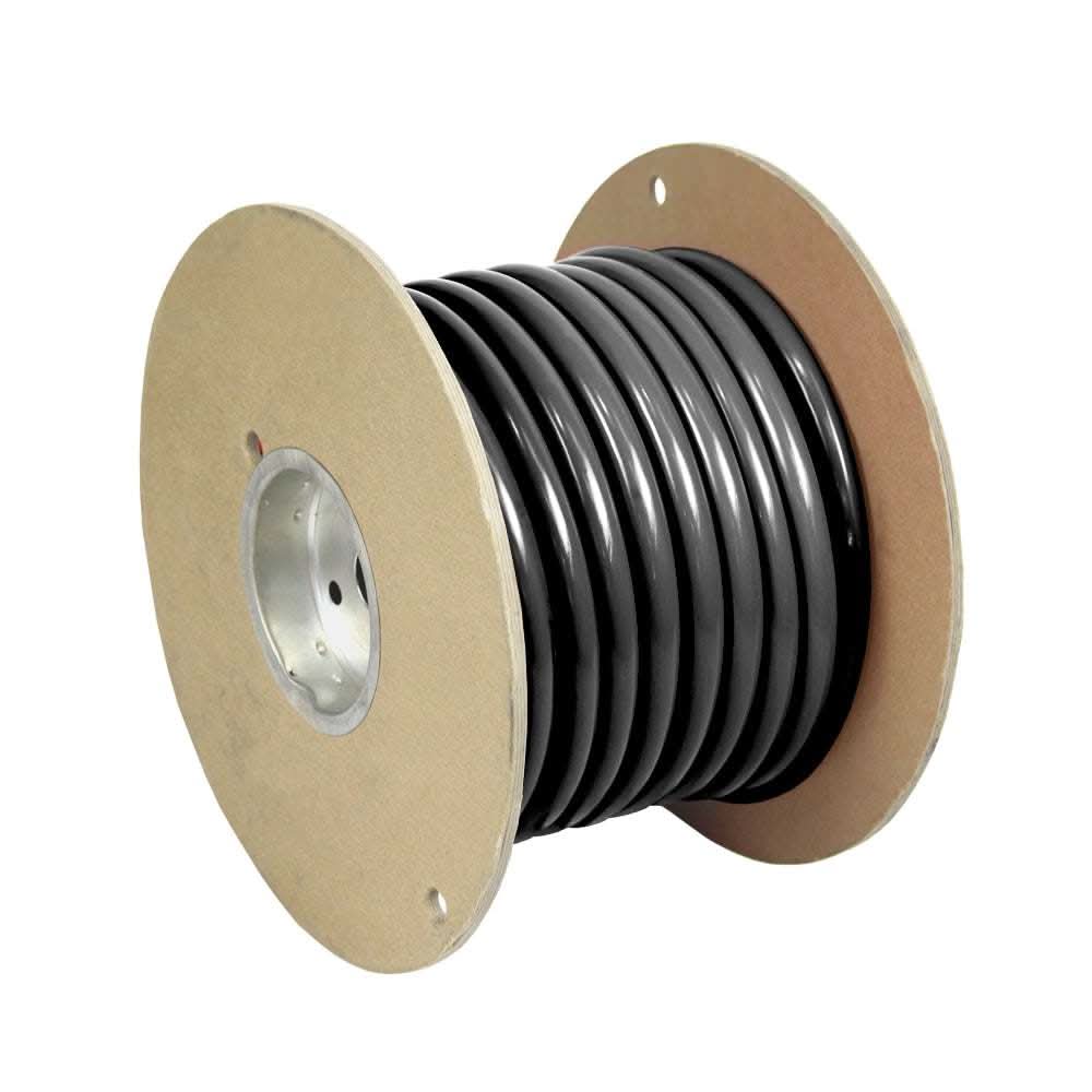 Pacer Black 4/0 AWG Battery Cable 50-foot reel with flexible, tinned copper, PVC insulated marine-grade wire