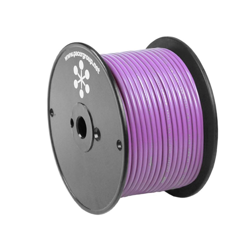 Pacer Violet 18 AWG Primary Wire 100ft spool with flexible tinned copper and durable purple PVC insulation for marine use