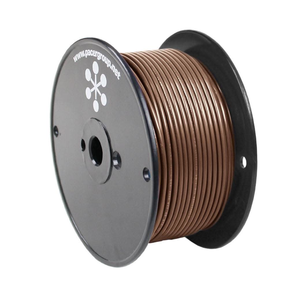 Pacer Brown 18 AWG marine primary wire 250 feet spool with tinned copper and flexible PVC insulation