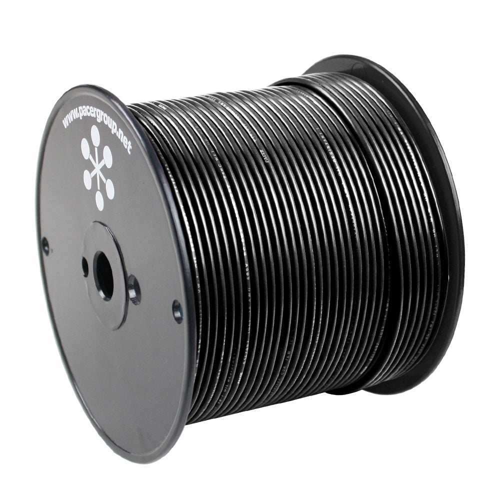 Pacer Black 18 AWG marine primary wire 500 feet spool with flexible tinned copper and durable PVC insulation