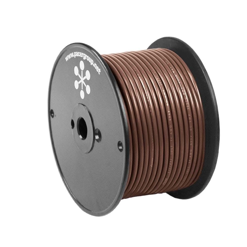 Pacer Brown 16 AWG Primary Wire 100ft spool flexible marine wire with tinned copper and durable PVC insulation