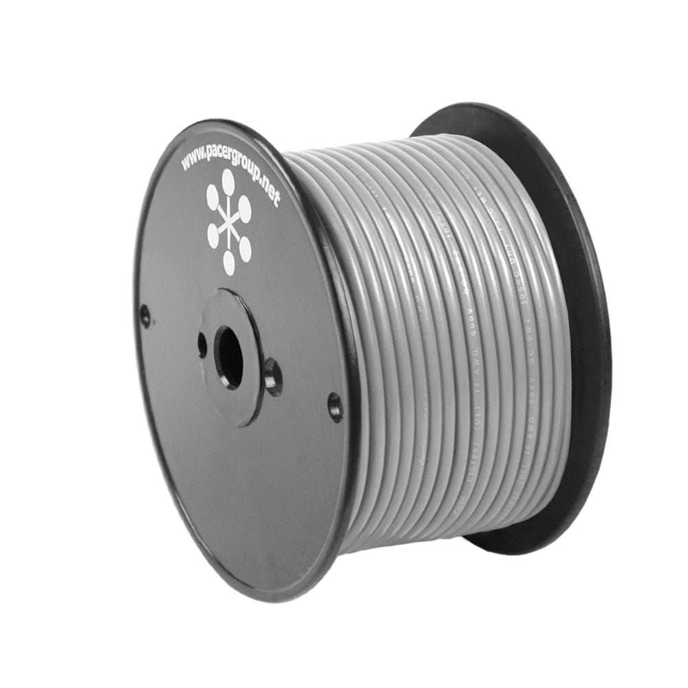 Pacer Grey 16 AWG Primary Wire 100 feet spool with flexible tinned copper and durable PVC insulation for marine use