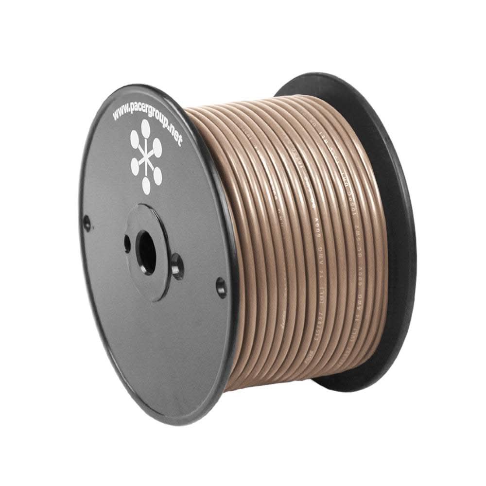 Pacer Tan 16 AWG primary wire spool 100 feet marine grade flexible tinned copper PVC insulated