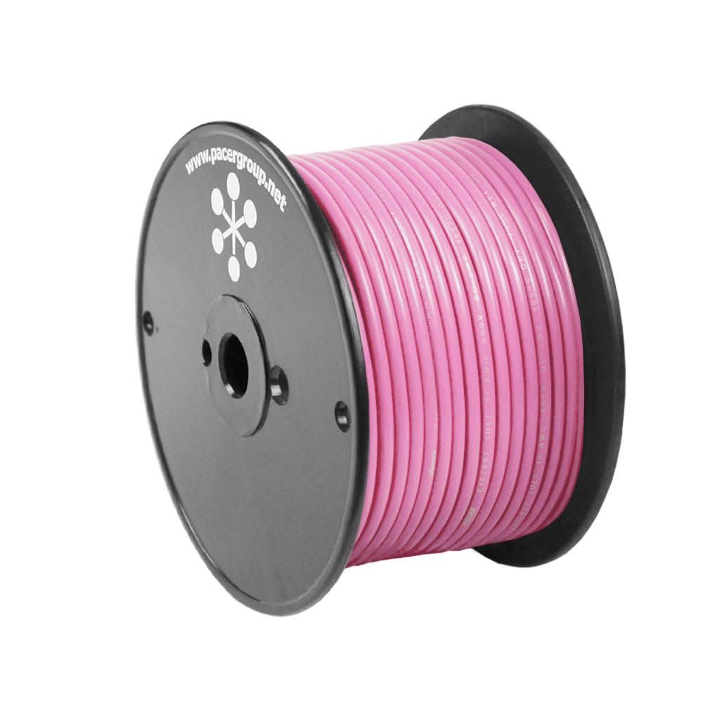 Pacer Pink 16 AWG marine wire 100-foot spool with flexible tinned copper and durable PVC insulation