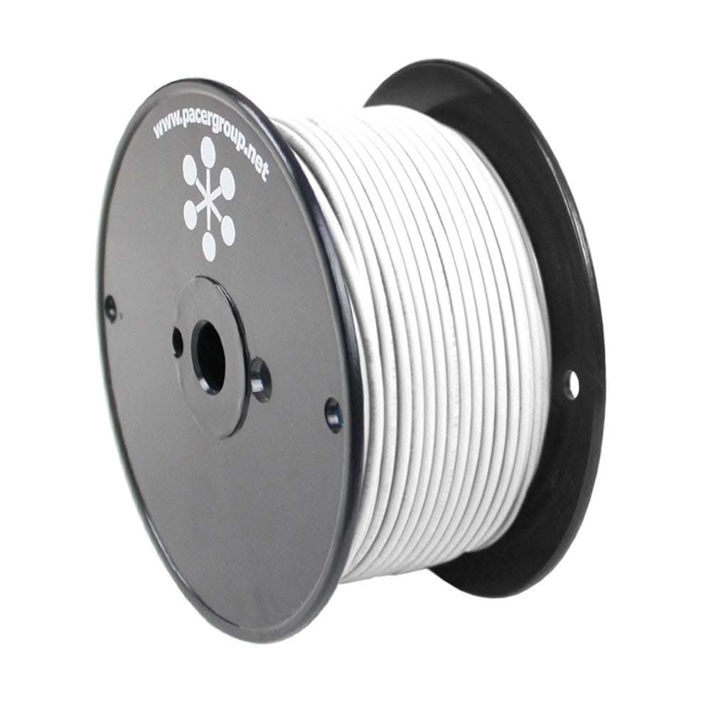 Pacer White 16 AWG Primary Wire 250 ft spool for marine use with tinned copper and flexible PVC insulation