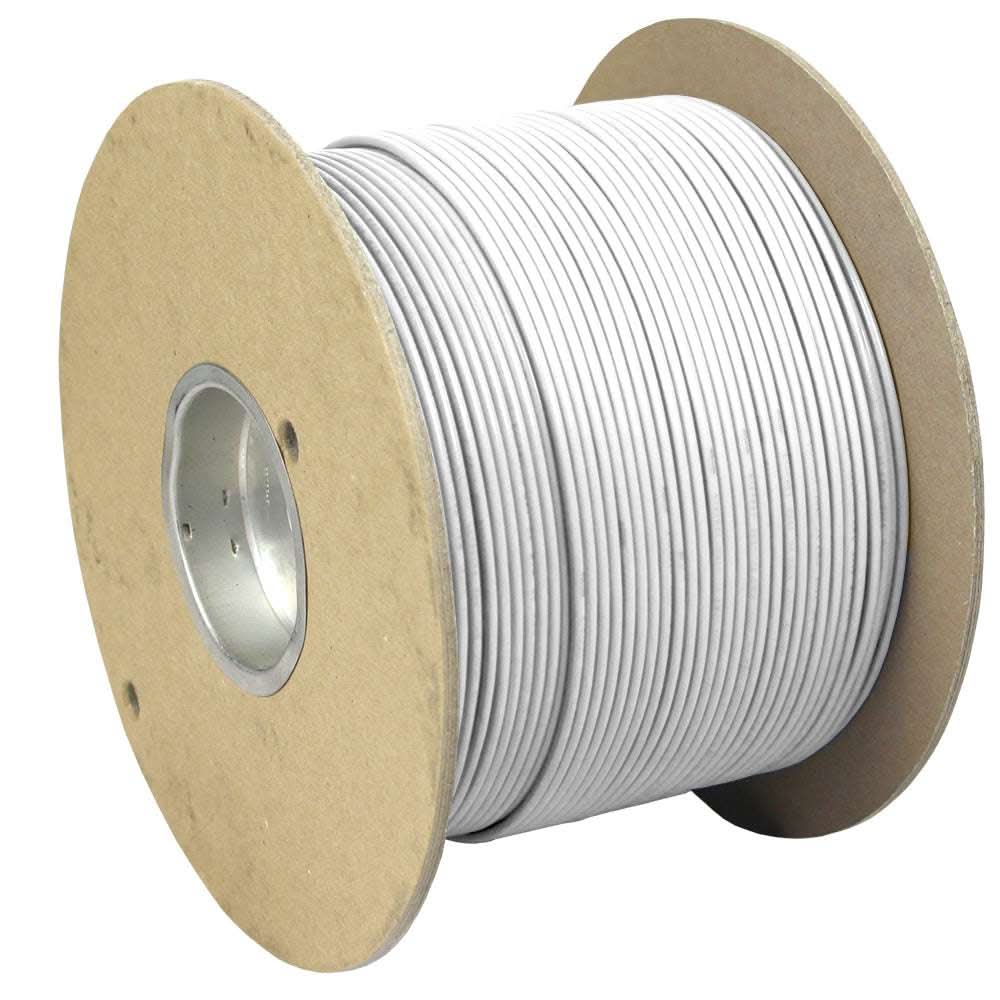 Pacer White 16 AWG Primary Wire on spool, 1000 feet, marine-grade flexible tinned copper wire with durable PVC insulation.