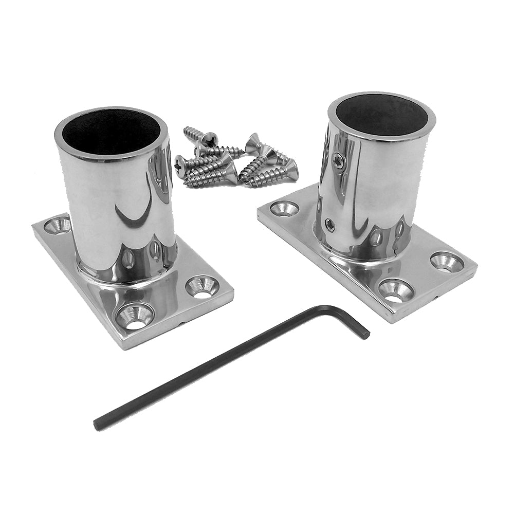 NavPod Stainless Steel Feet for 1.25 Diameter AngleGuards or Stanchion Kits (Rectangular Base) with Hardware - SS125-REC-KIT