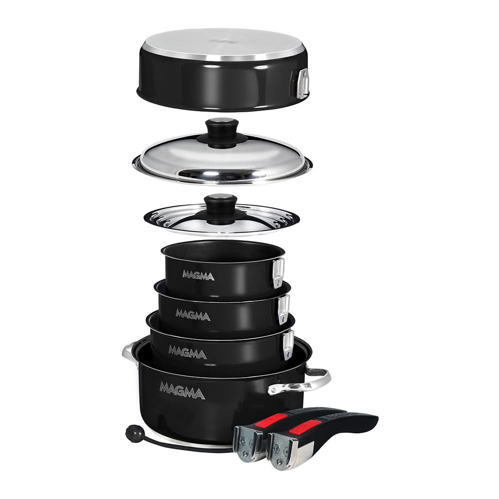 Magma Nestable 10 Piece Induction Non-Stick Enamel Finish Cookware Set - Jet Black - A10-366-JB-2-IN