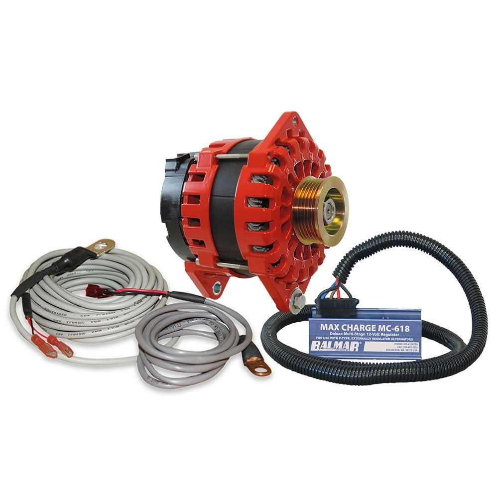 Balmar Alternator Kit XT-Series 250 AMP 12V dual foot mount with K6 pulley, regulator, and temperature sensor for marine use
