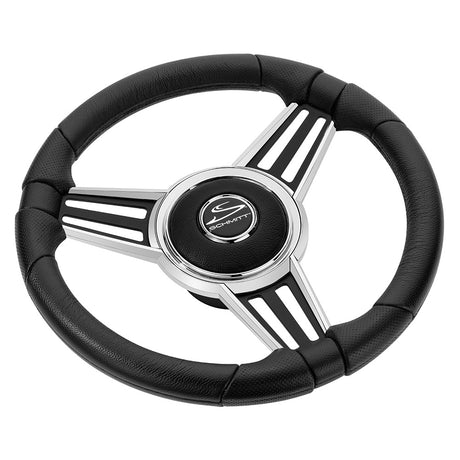 Schmitt & Ongaro PU30 14" Wheel - Chrome Cap & Spoke Inserts - Black Spokes - 3/4" Tapered Shaft - PU301404-44