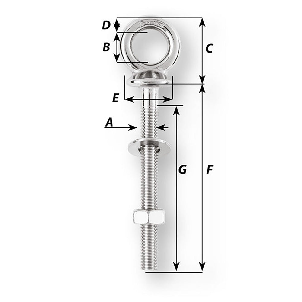 Wichard Eye Bolt - M10 x 150mm - Length 100mm - 6495