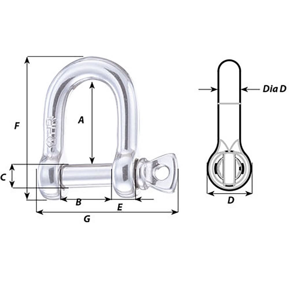 Wichard HR D Shackle - 14mm Diameter - 35/64" - 11207