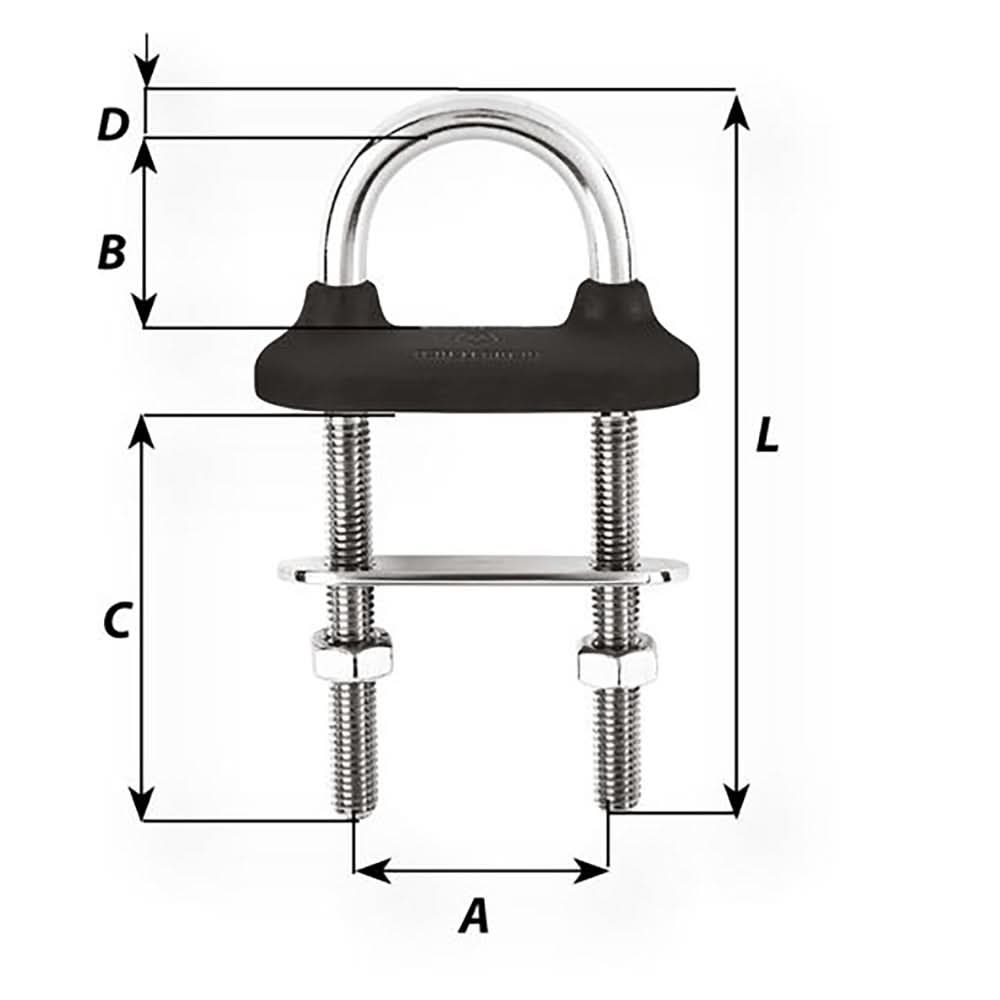 Wichard Black Watertight U-Bolt - 12mm Diameter - 15/32" - 130mm Length - 5-1/8" - 65461