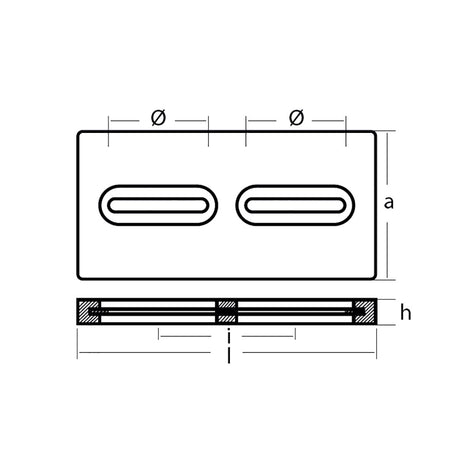 Tecnoseal Rectangular Zinc Plate Anode w/Inserts - 12" x 6" x 1" - TEC-DIVERSD