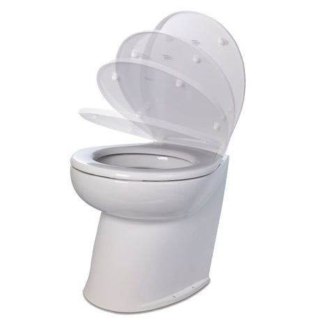 Jabsco Deluxe Flush 14" Angled Back 24V Freshwater Electric Marine Toilet w/Solenoid Valve & Soft Close Lid - 58060-3024