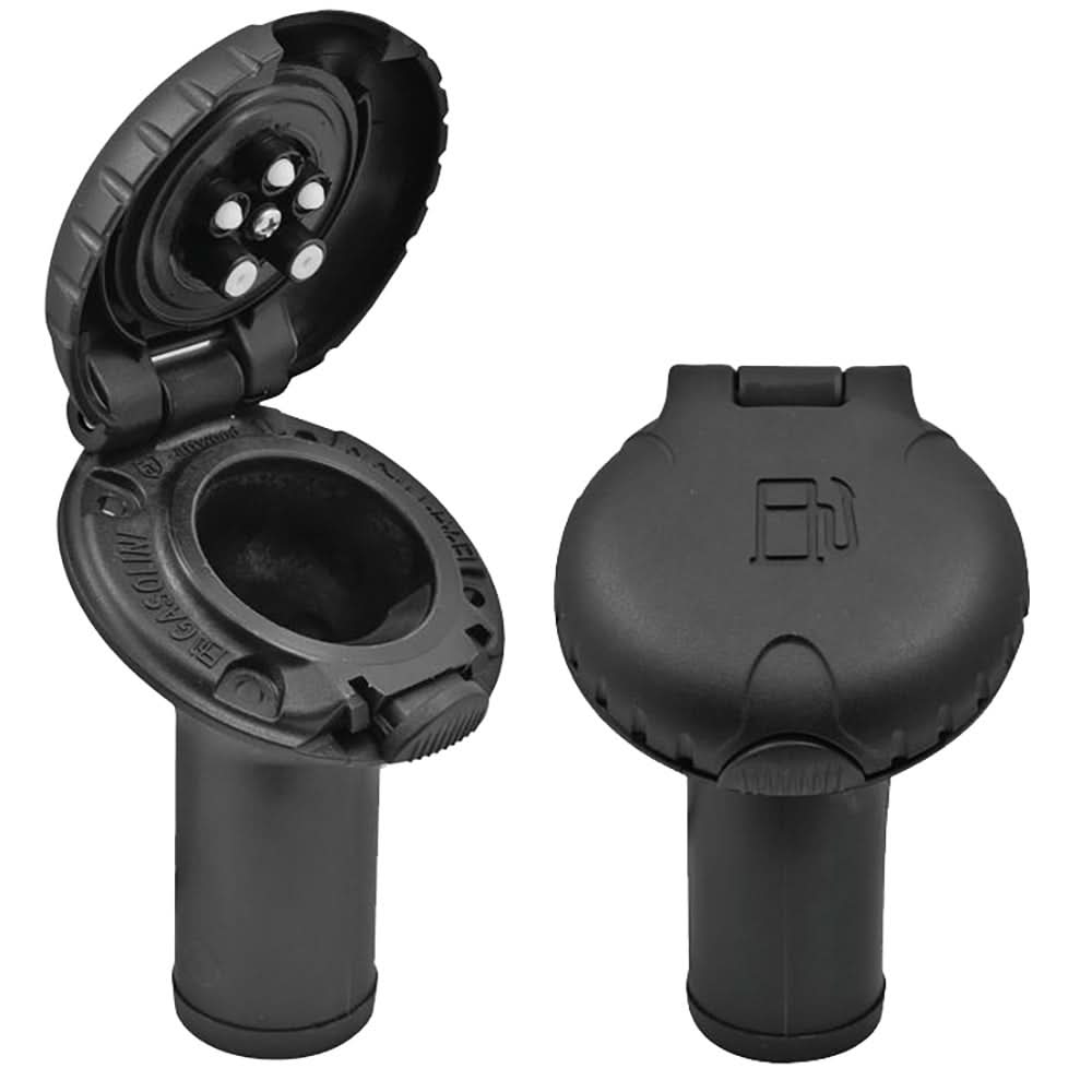 Attwood Deck Fill f/Carbon Canister System - Angled Body & Scalloped Black Plastic Cap - 99DFCCAB1S