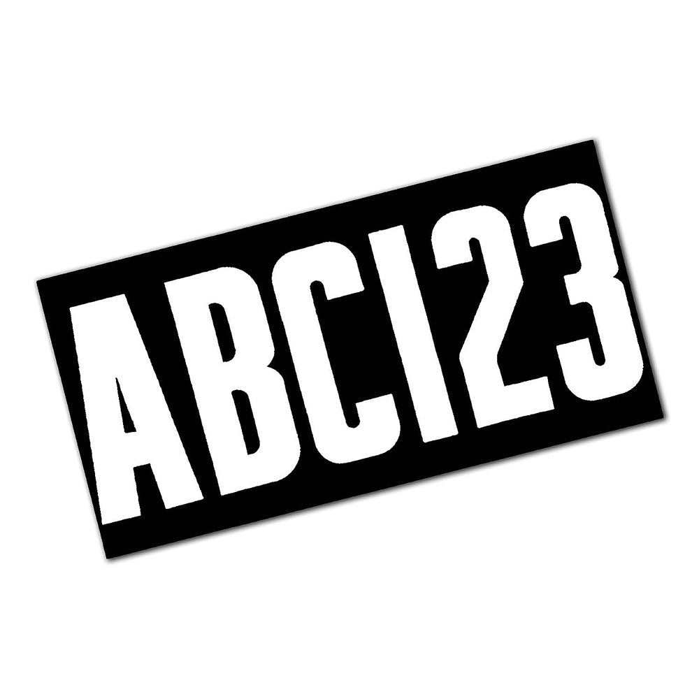 Attwood Letter & Number Kit white waterproof vinyl labels ABC123 on black background