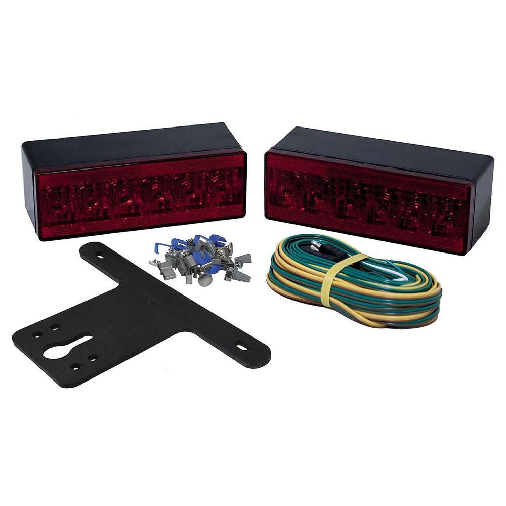 Attwood Submersible LED low-profile trailer light kit with wiring harness and license plate bracket