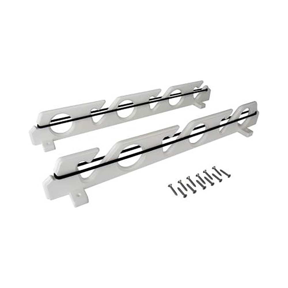 Sea-Dog 6 Pole Rod Storage Rack with horizontal and overhead mount, durable UV-resistant polypropylene, includes bungee cord and mounting screws