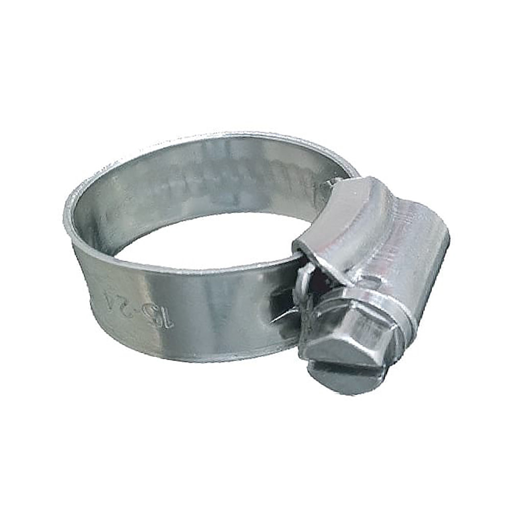Trident Marine 316 SS stainless steel non-perforated worm gear hose clamp with 3/8" band and 3/4" to 1-1/8" clamping range