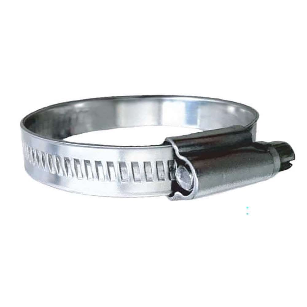 Marine Grade 316 SS non-perforated worm gear hose clamp with 3/8" band and 1.5"-2" clamping range