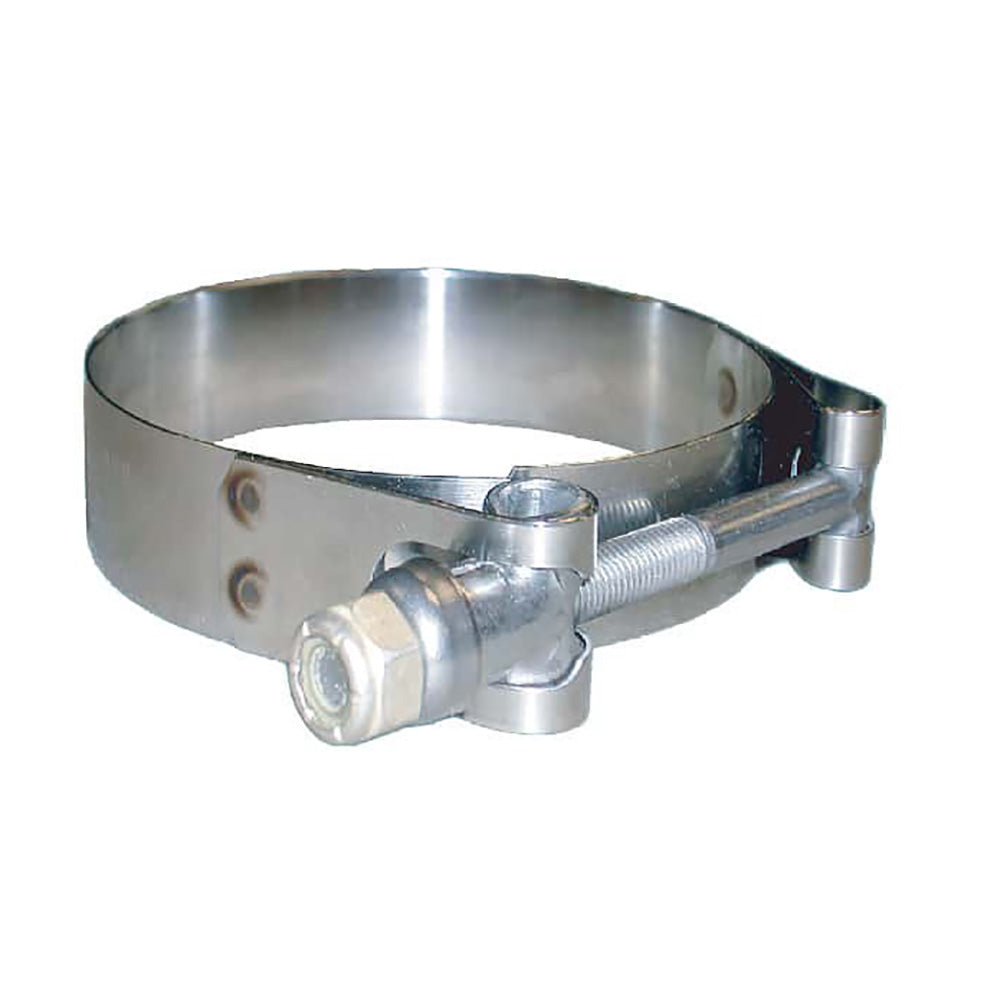 Trident Marine 316 SS T-Bolt Clamp with 3/4 inch band for 2.28-2.59 inch hose, stainless steel secure clamp.