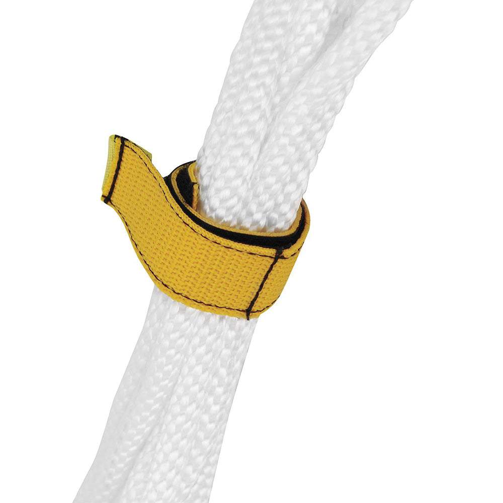 Attwood Rope Wraps yellow and black hook-and-loop straps securing white rope