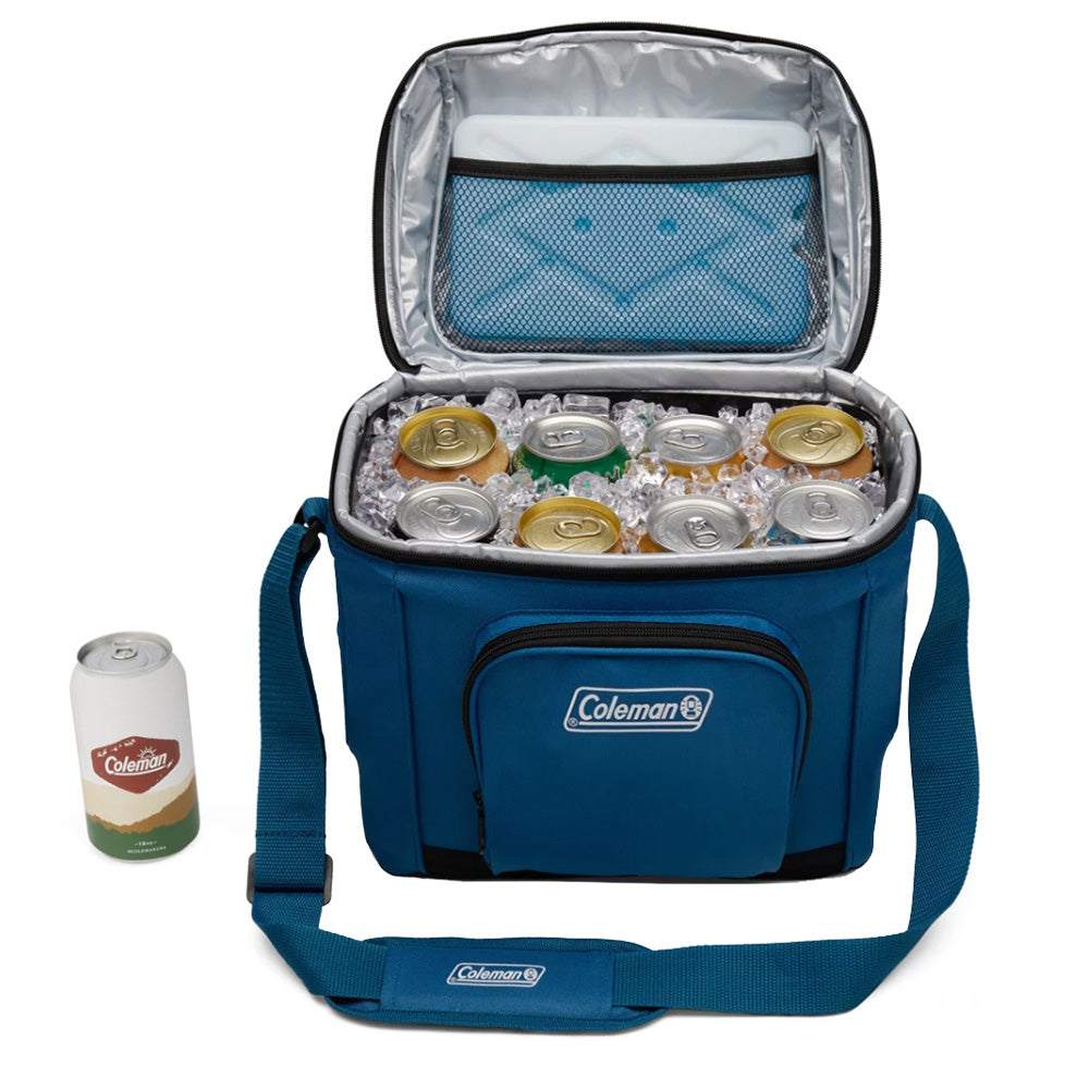 Coleman Chiller 16-can deep ocean soft-sided portable cooler with adjustable strap and ice-filled interior